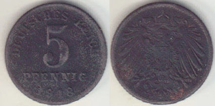 1918 D Germany 5 Pfennig A008940